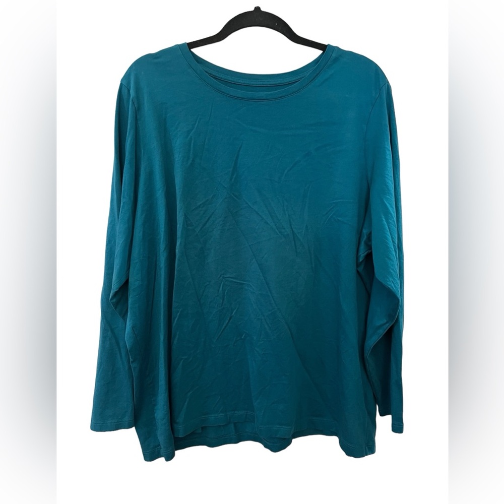Lands’‎ End Women’s Long Sleeve Crew Neck Teal Color Tee Size 2x